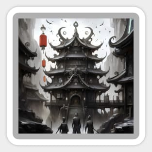 Ancient Chinese dark pagoda Sticker